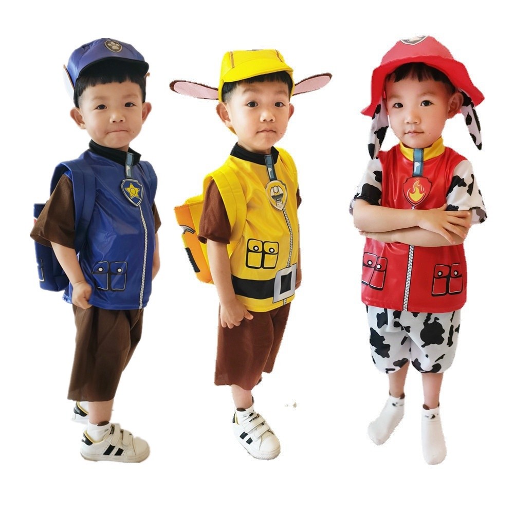 沐沐~ 兒童萬聖節短袖汪汪隊演出服阿奇天天毛毛小力路馬灰灰男童女童走秀cosplay衣服