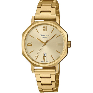 CASIO 卡西歐 SHEEN 八角形鍊帶女錶 送禮推薦 SHE-4554G-9A