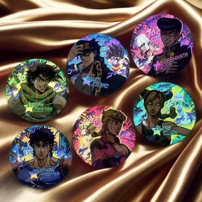 🔥JOJO🔥JOJO的奇妙冒險 JOJO的奇妙冒險 反光徽章超能系列高顏值喬魯諾承太郎喬瑟夫吧唧