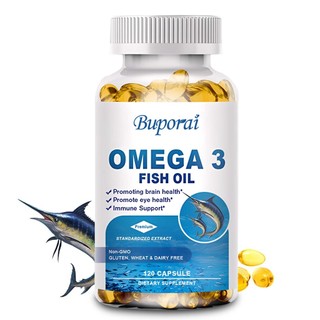 BUPORAI Omega 3 魚油🐟膠囊，3600 毫克 EPA 和 DHA🧬， 60/120粒膠囊 美國製造🌐