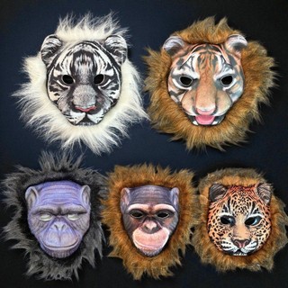 EVA毛毛動物面具1入（5款）｜萬聖節動物裝扮／獅子面具｜六分埔禮品