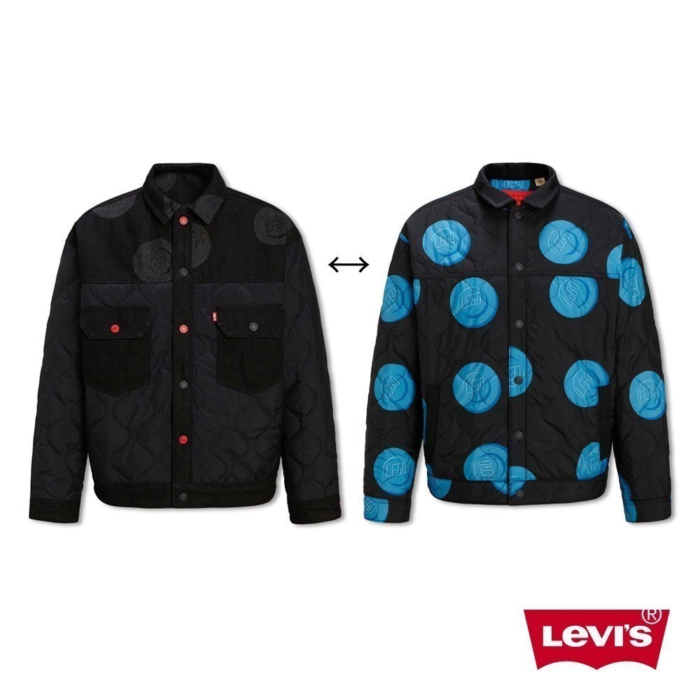 Levis X LEGO限量聯名 男女同款 雙面穿牛仔鋪棉外套 / 樂高豆豆樂標牌 熱賣單品 A5426-0001