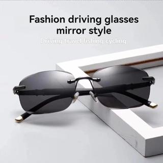 HUO🔥 Crstal rimless trimmed metal sunglasses fashion sungla
