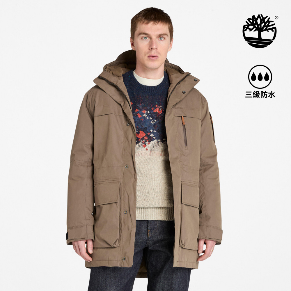 Timberland 男款咖啡色防水羽絨大衣|A6NF7BK0