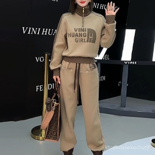 免運 臺灣出貨 套裝女 中國風加絨加厚運動套裝女秋冬2025新款洋氣設計感衛衣兩件套 O9XX