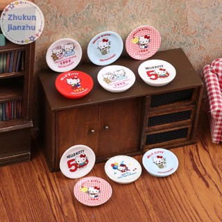 Zhukunjizhu 10Pcs娃娃屋迷你Hello Kitty盤子餐具模型娃娃屋模擬廚房裝飾娃娃屋假裝玩具PH