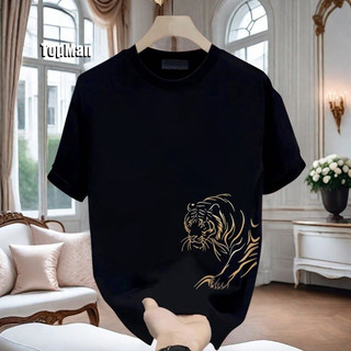 TopMan 短袖t恤男 純棉 重磅 猛虎出更下擺印花休閒潮t JSM 男生短袖 上衣