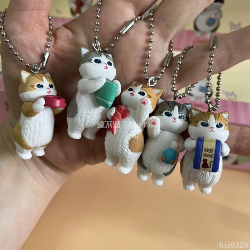 哈基米🐱 mofusand貓福珊迪可愛撒嬌貓咪抱食物造型吊飾包包小掛件公仔擺件 貓咪玩偶吊飾 仿真貓貓吊飾 貓公仔包掛