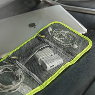 美國《TRAVELON》扣式3C配件收納包(螢光綠) 旅遊 電子用品 零錢小物 收納袋