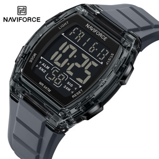 NAVIFORCE NF6106 男士 LED 夜燈顯示矽膠手錶報警模式 5ATM 防水男孩秒錶計時器數字顯示