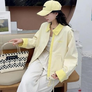 愛依依 夾克 牛仔上衣 外套S-3XL短款純色牛仔外套春夏小香風polo領寬鬆百搭流行上衣-7905.