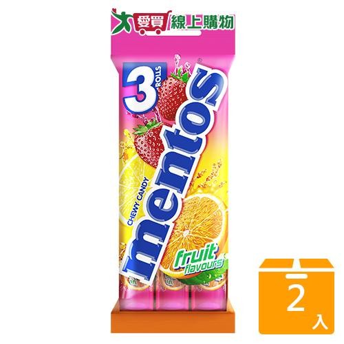 曼陀珠Mentos-綜合水果口味36.5g x3入【兩入組】【愛買】