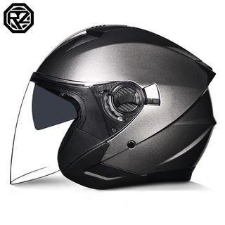 ORZ 復古雙鏡片安全帽 3/4罩機車帽 內墨鏡 外透明 哈雷風電動車半盔 3C認證 男女通勤 四季通用