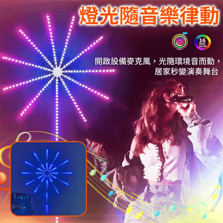 🔥台灣免運🔥【聲控LED煙花燈】幻彩音樂節拍感應 派對裝飾 音樂裝飾 多模式切換 聖誕裝飾