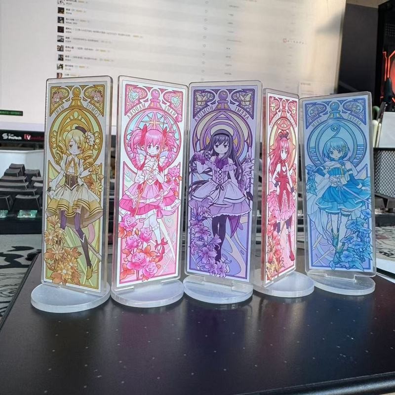 5 件/套動漫魔法少女魔法少女小圓要小圓明明明目明美堀櫻花京子 Tomoe Mami Miki Sayaka 亞克力人偶