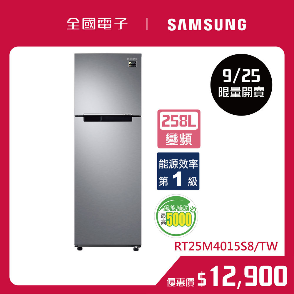 三星258公升雙門變頻冰箱 RT25M4015S8/TW 【全國電子】