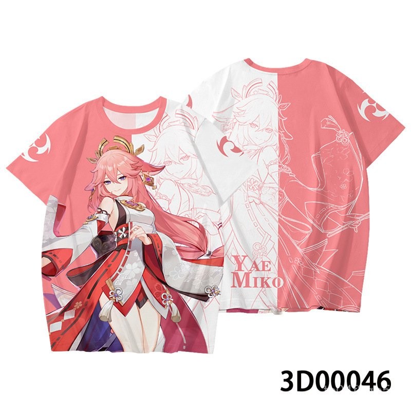 【臺灣發貨/全場折扣】原神八重神子短袖T恤稻妻城鳴神大社宮司大人男女cos二次元痛衣服