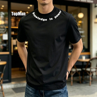 TopMan 男短袖T恤 知識is力量字母領印純棉重磅短袖t恤 JSM 男生 短袖 上衣