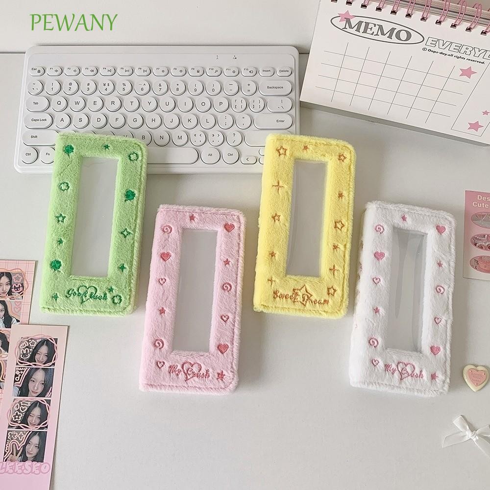 PEWANY韓國照片卡夾,繡花絨毛絨照片卡相框,四格照片偶像照片卡圖片偶像卡片展示保護套朋友們