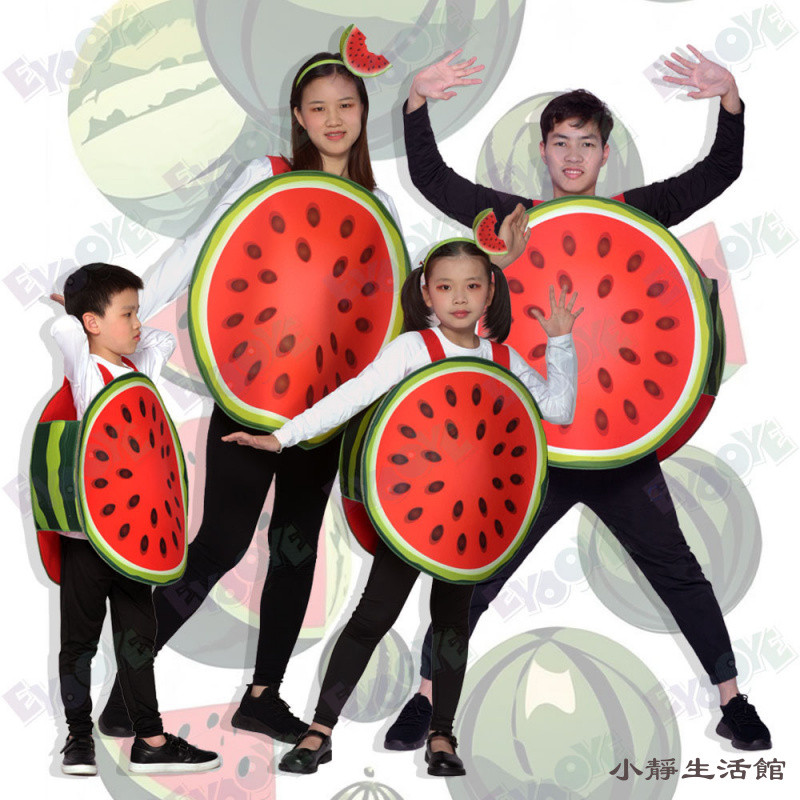 萬聖節親子裝 水果裝扮 西瓜裝 兒童水果裝 水果派對西瓜親子男女同款cosplay角色表演服裝