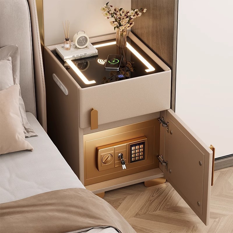 【智能床頭櫃】/🔥北歐風床頭櫃 保險櫃一體家用床頭櫃保險箱智能臥室收納多功能簡約現代床頭櫃 帶保險櫃床頭櫃