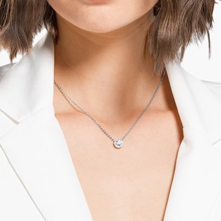 【施華洛世奇SWAROVSKI】Una Angelic 鏈墜 圓形切割 白色 鍍白金色 項鍊 水晶 生日禮物 |EU