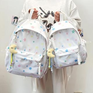 🎒星星後背包 女生大容量書包 輕便雙肩包 國高中生書包 少女可愛小背包 百搭女後背包 通勤上學包 韓系休閒後背包