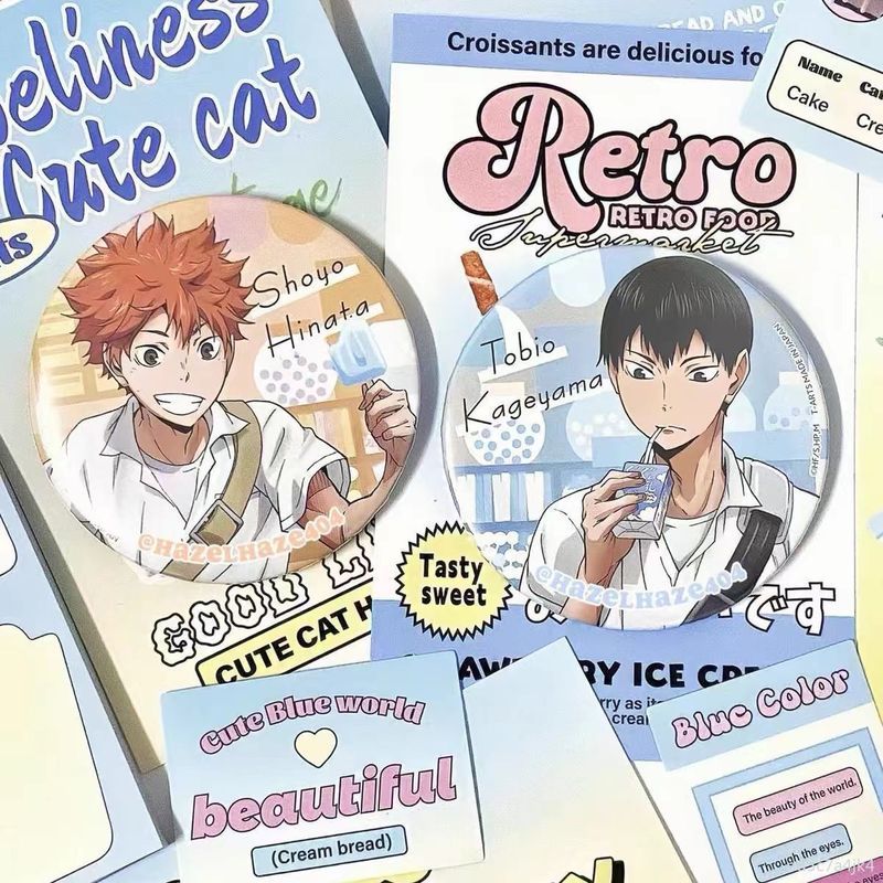 ⭐️臺灣低價⭐️排球少年 夏日飲品系列 日向翔陽 影山飛雄 胸章 二次元自製 吧唧穀子排球少年 夏日飲品系列 日向翔陽