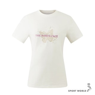 The North Face 北面 短袖上衣 女裝 蝴蝶 棉質 米【運動世界】NF0A8GX7QLI