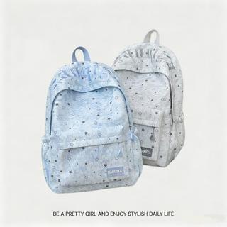 🎒星星印花後背包 字母刺繡雙肩包 韓版學院風書包 女生後背包 學生書包 大容量雙肩後背包 ins風背包 國中高中生書包