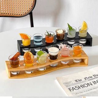 臺灣出貨#加厚子彈杯shot杯套裝b52杯一口杯雞尾酒杯架調酒龍舌蘭轟炸機杯烈酒杯 SHOT杯 子彈杯套組 12杯 6杯