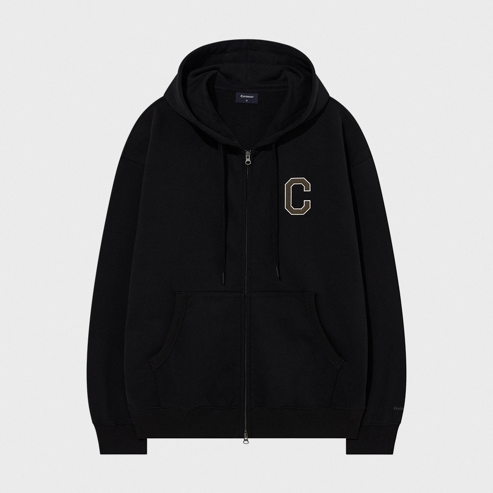 COVERNAT C Logo連帽拉鍊外套 黑(UNI外套 CO2503HZ03BK)