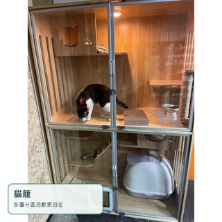 實木雙層大型貓籠 120×60×180公分 鋁門木門可選