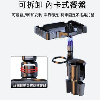 車用杯架+旋轉餐盤 車用餐盤 車用杯架 車用餐桌 置物盤 汽車餐桌 車用餐盤 車用桌闆 汽車杯架