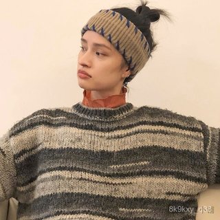 優選🔥髮帶 運動束髮帶 吸汗頭帶 男女 頭巾 止汗頭帶潮酷風網紅個性針織毛綫髮帶韓版彈力寬邊洗臉髮箍複古頭飾ins潮 V