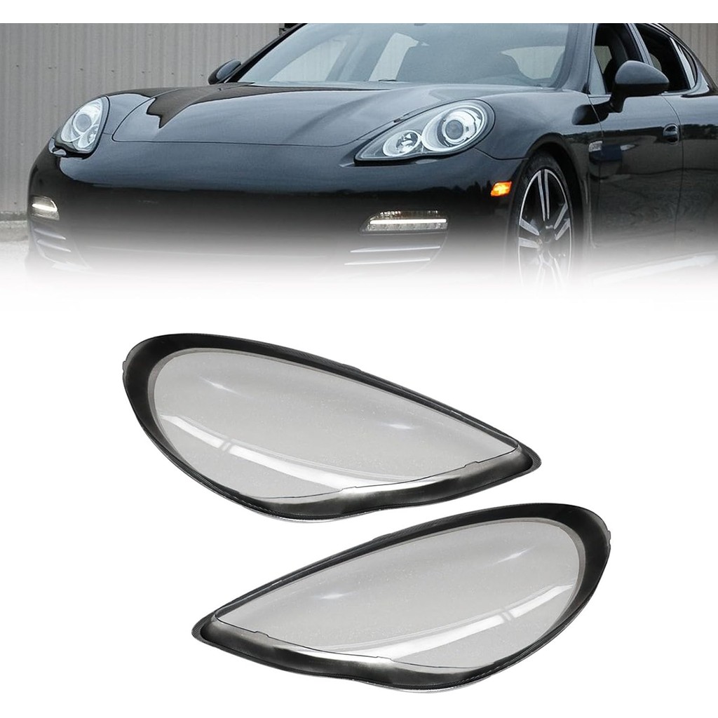 PORSCHE 1 對保時捷 Panamera 2011-2013 汽車左右大燈前照燈鏡頭蓋透明(左駕駛員側和右側乘客側