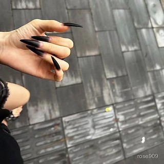 👑加一限時秒殺💥【漸黑】純黑色穿戴甲 歐美闇黑穿戴甲 漸變黑色穿戴甲 辣妹穿戴甲 長款美甲 長尖穿戴甲