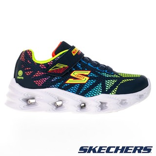 Skechers 童鞋 中童鞋 慢跑鞋 燈鞋 魔鬼氈 VORTEX 2.0 深藍【運動世界】400602LNVMT