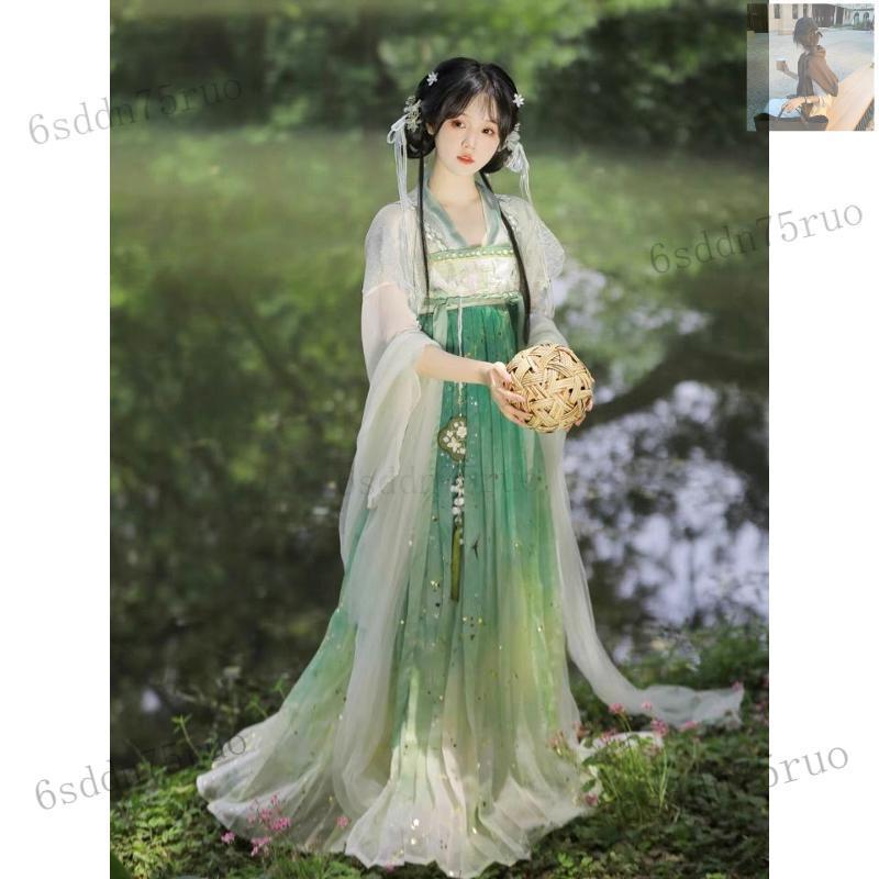 漢服 古裝 新品小玉壺逃出大英博物館漢服女同款燙金刺繡齊胸裙套裝玉壺cos