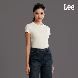 Lee 半開襟合身短T 女 米白 LB602100