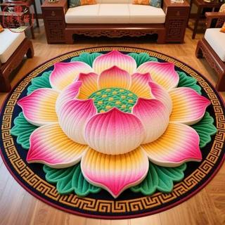 台灣熱銷 地毯 蓮花跪拜 打坐墊 禪修墊 蒲團跪拜 圓形立體 水晶絨 禪意打坐蓮花地墊 佛前毯子 佛系禮佛墊