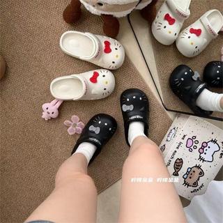 在臺有貨🚀 桃園發出 🌈💖桃園~出貨正版推薦小眾款!Hello Kitty洞洞鞋女款夏季外穿踩屎感厚底防滑包頭拖鞋