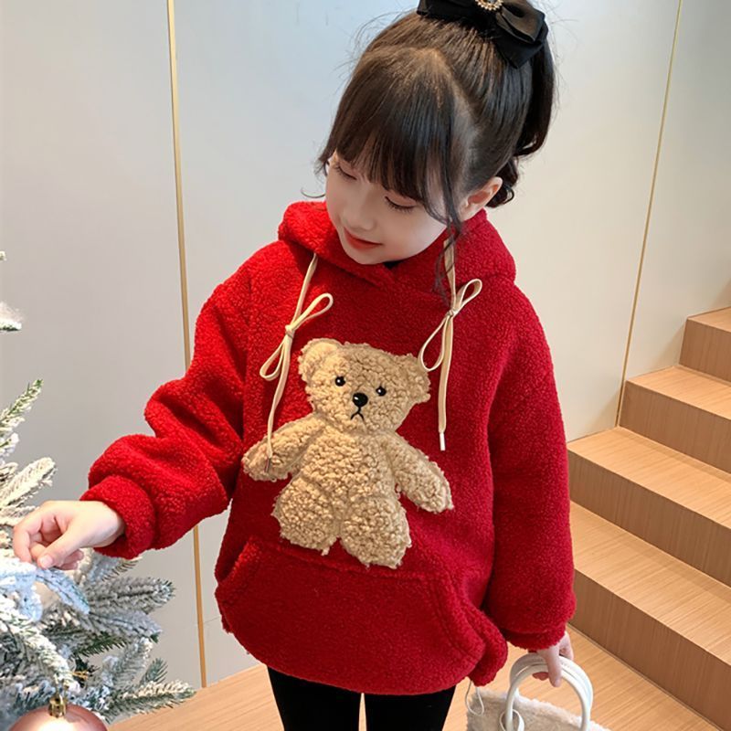 🎄超高CP值 聖誕女童服裝 聖誕女孩衣服 🎄超高CP值 聖誕女童服裝 聖誕女孩衣服 女童裝聖誕服加絨連帽紅色衛衣冬季