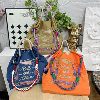 【臺灣發貨】2025新款ball chain同款刺繡環保袋購物袋時尚尼龍手提單肩斜挎包