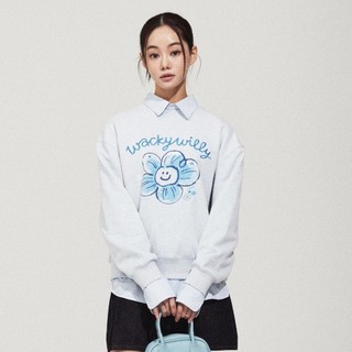 Wacky WiLLy 女款大LILY圖案微寬鬆大學T 天藍(WMS圓領上衣 WA2601CR61SB)