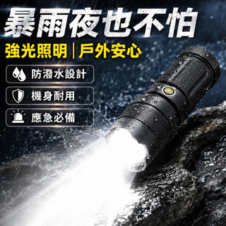 6小時出貨🎉強光手電筒 高亮LED 超遠射 變焦調焦 USB充電便攜小型 戶外露營停電應急照明 防水耐用 長續航多檔亮度