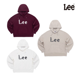 Lee 站LEELOGO內刷絨寬鬆帽T 女 白色 酒紅 卡其 LB511032