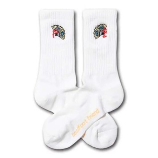 BFF Folding Fan White 摺扇 扇子 白色 中筒襪 襪子 BFF-14 [台灣現貨]