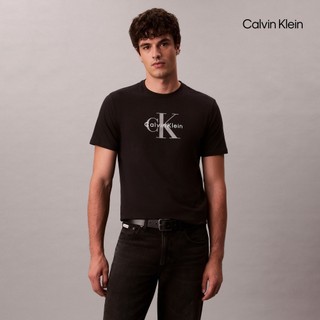 【Calvin Klein】 CK Monogram 圓領 T 恤 黑色