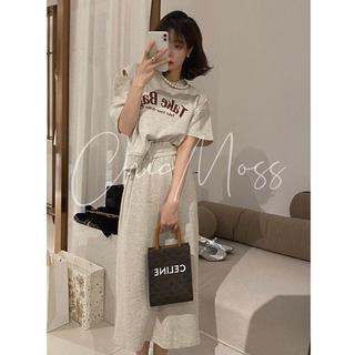 休閒套裝女夏季 美式復古衛衣套裝女夏季新款小眾設計感短袖上衣休閒半身裙兩件套 休閒套裝